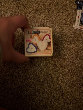 Heart LED Nightlight Set - White with Blue, Orange, and Pink Accents